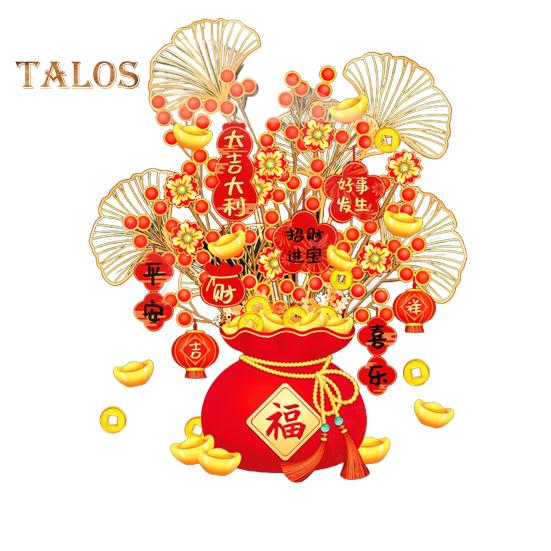 Китайский Новый год Наклейка на окно Денежное дерево Наклейка на стеклянную дверь Неклеящаяся статическая наклейка Наклейки на окна для декора весеннего фестиваля