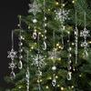 18 Pcs Crystal Christmas Ornaments for Tree Clear Acrylic Snowflake Icicle Hanging Ornaments with Drop Pendants Winter Wonderland
