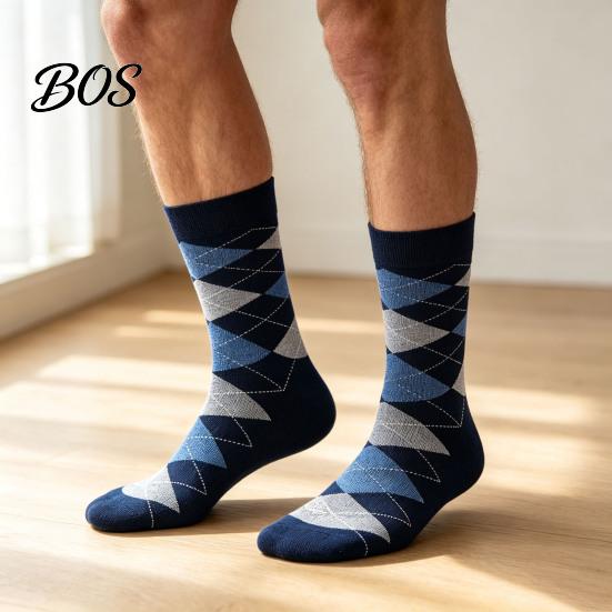 Wear Resistant Suit Socks Men's Dress Socks, Comfortable Crew Sock, Solid, Striped, Argyle, Dotted Formal Geometric Pattern Long Large Size