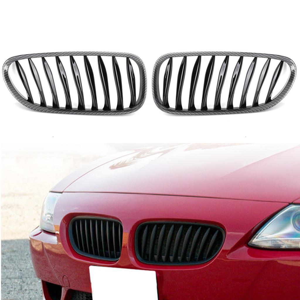 Front Fence Grill Grille ABS Carbon Fiber Fit BMW Z4 E85 E86 2003-2008