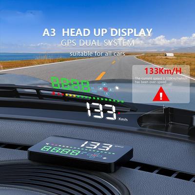 2023 A3 GPS HUD Авто проектор Спидометр Проекционный дисплей Детектор скорости автомобиля Напряжение Направление движения Сигнализация безопасности