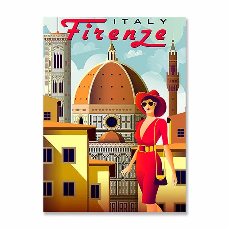 Vintage Famous City Landscape Posters Metal Tin Signs Italy France Greece Hawaii Retro Plate Wall Art Decor for Living Room Home