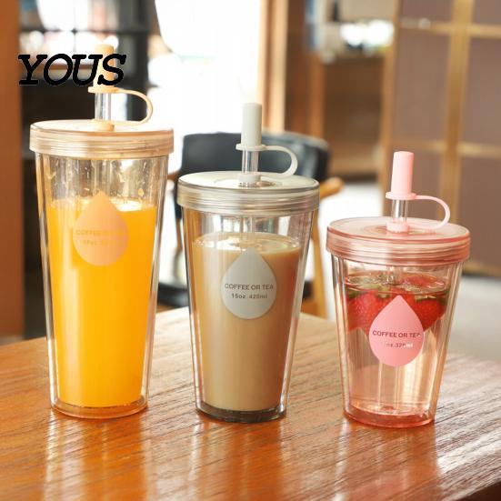 Insulated Style Water Bottle for School Drinking Straw Cup, Portable Leak-proof PC Bottle, Durable Outdoor Anti-fall Students And Office Use