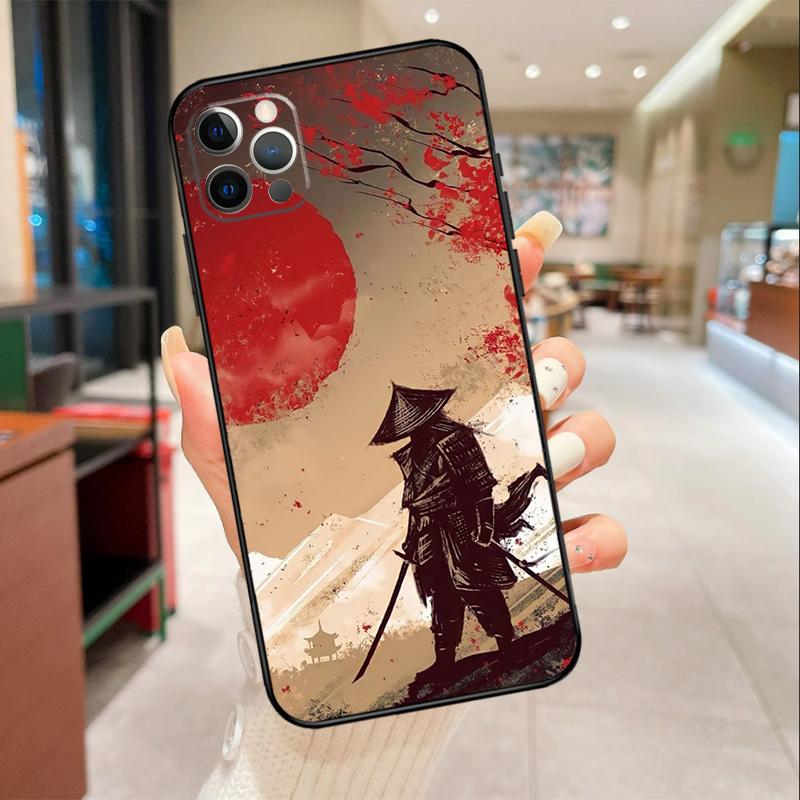 Япония Ниндзя Самурай Красное Солнце Чехол для Телефона Для iPhone 17 Air 16 14 13 11 15 Pro Max mini 15 16 Plus 16e Защитная Крышка