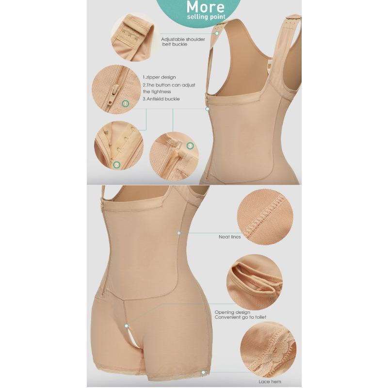 Topmelon Plus Size Side Zip Button Bodysuit Tummy Control Butt Lifter Shapewear