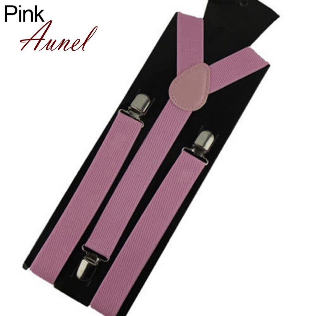 Men'S And Women'S Candy Color Clip Type Elastic Suspenders With Y-Shaped Adjustable Brackets Gifts