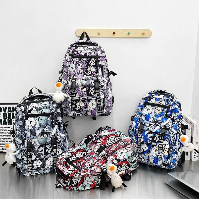 Middle School Student Schoolbag Women Cartoon Print Backpack Men Large Capacity Backpack