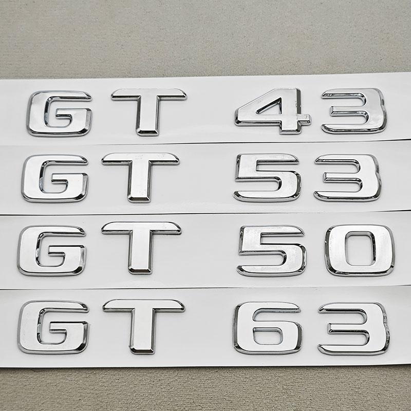 3D ABS Хром Буквы Логотип Автомобиля GT43 GT50 GT53 GT63 Значок Шильдик Наклейка Для Mercedes Benz AMG Серии GT Задняя Маркировка Аксессуары