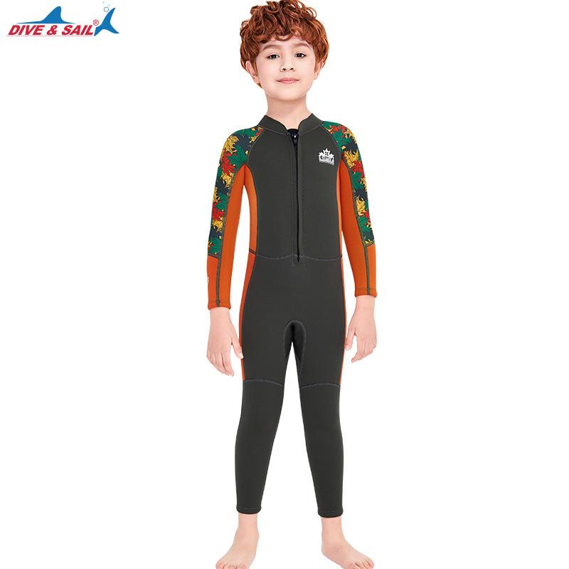 Детский гидрокостюм толщиной 2,5 мм, теплый купальник, цельный, с длинными рукавами, детский гидрокостюм для защиты от холода