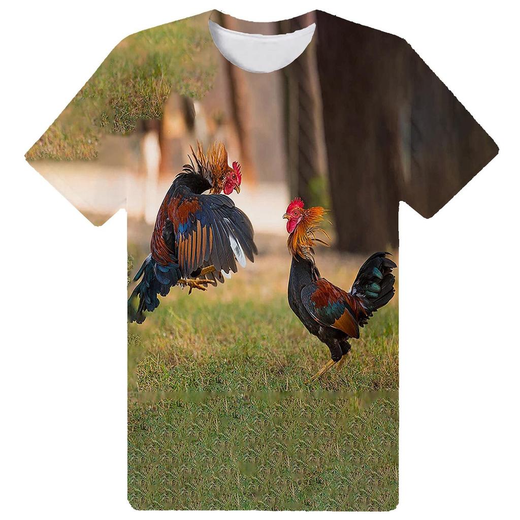 Летний топ с круглым вырезом и принтом «Петушиная игра», модные повседневные футболки с короткими рукавами для мужчин и женщин, для мальчиков и девочек, универсальные футболки
