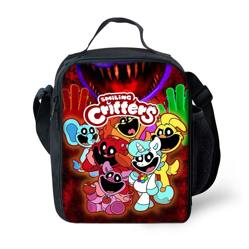 PVC Insulated Lunch Bag With Cute Horror Poppy Smile Animal Print Office Workers Students