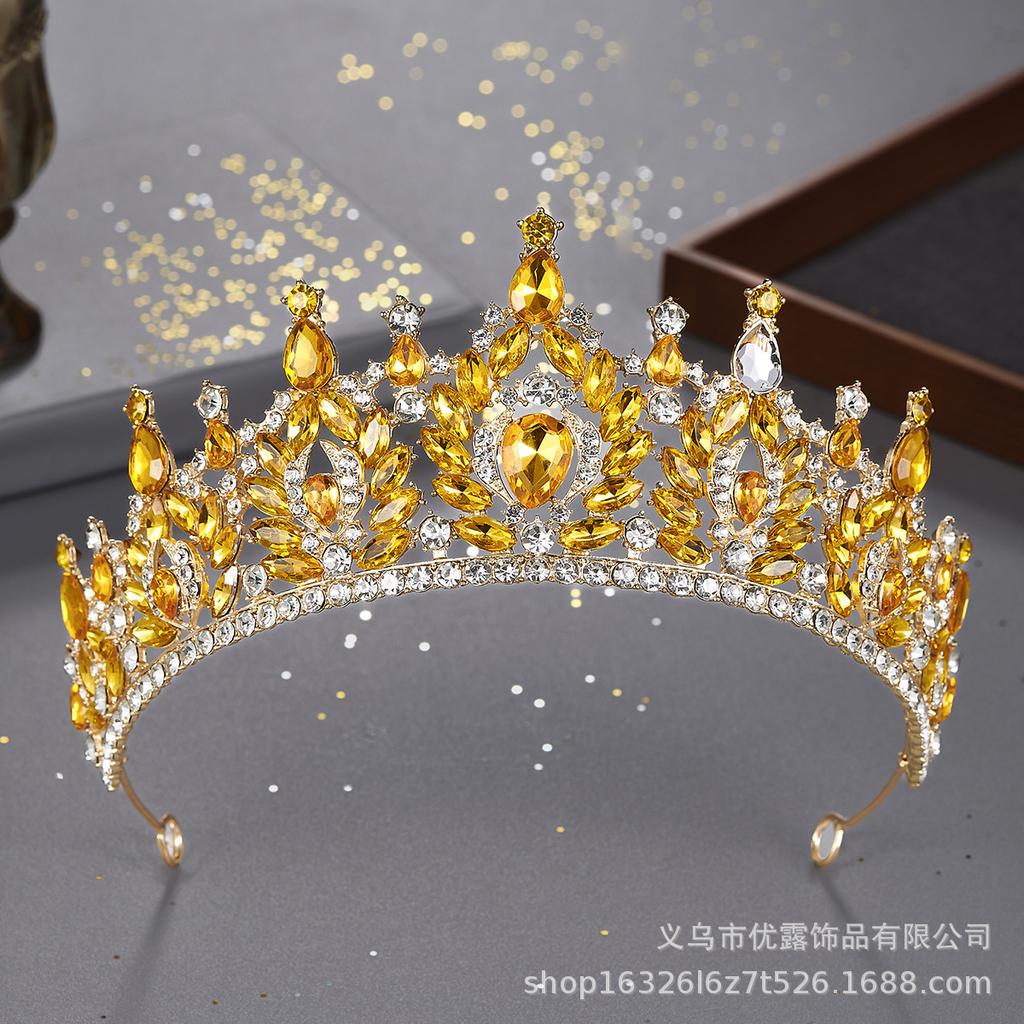 Bridal Crown Headgear Colored Rhinestone Headband Baroque Crown Wedding Dress Accessories Hair Accessories