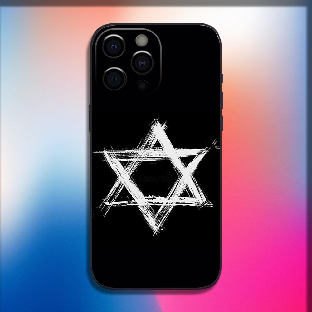 Чехол для телефона с эмблемой флага Израиля для iPhone 16,15,14,13,12,11,Pro,X,XS,Max,XR,Plus,Mini Мягкий черный чехол
