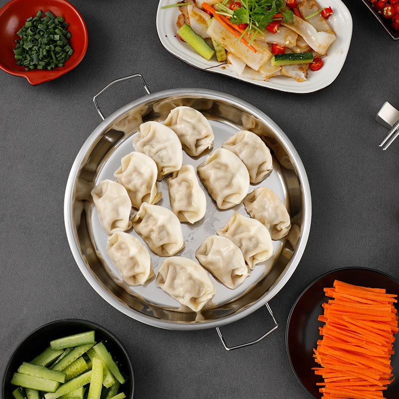 Круглая форма для приготовления холодной лапши из нержавеющей стали, поднос для сервировки риса на пару, кухонный поддон для хранения пельменей, пирожных, кондитерских изделий с тарелкой в виде ушей