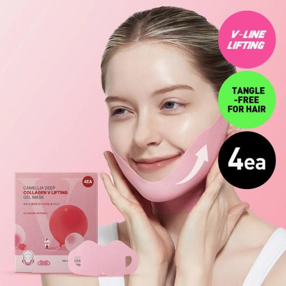 ROUND LAB Маска-лист гелевая лифтинговая с глубоким коллагеном Camellia V 4 шт.