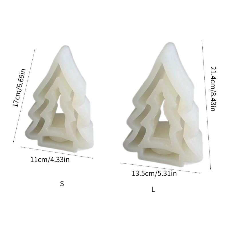 Cute Christmas Tree Candlestick Silicone Molds DIY Crafts Plaster Mold Table Ornament Mould Tealight Candle Holder Mold