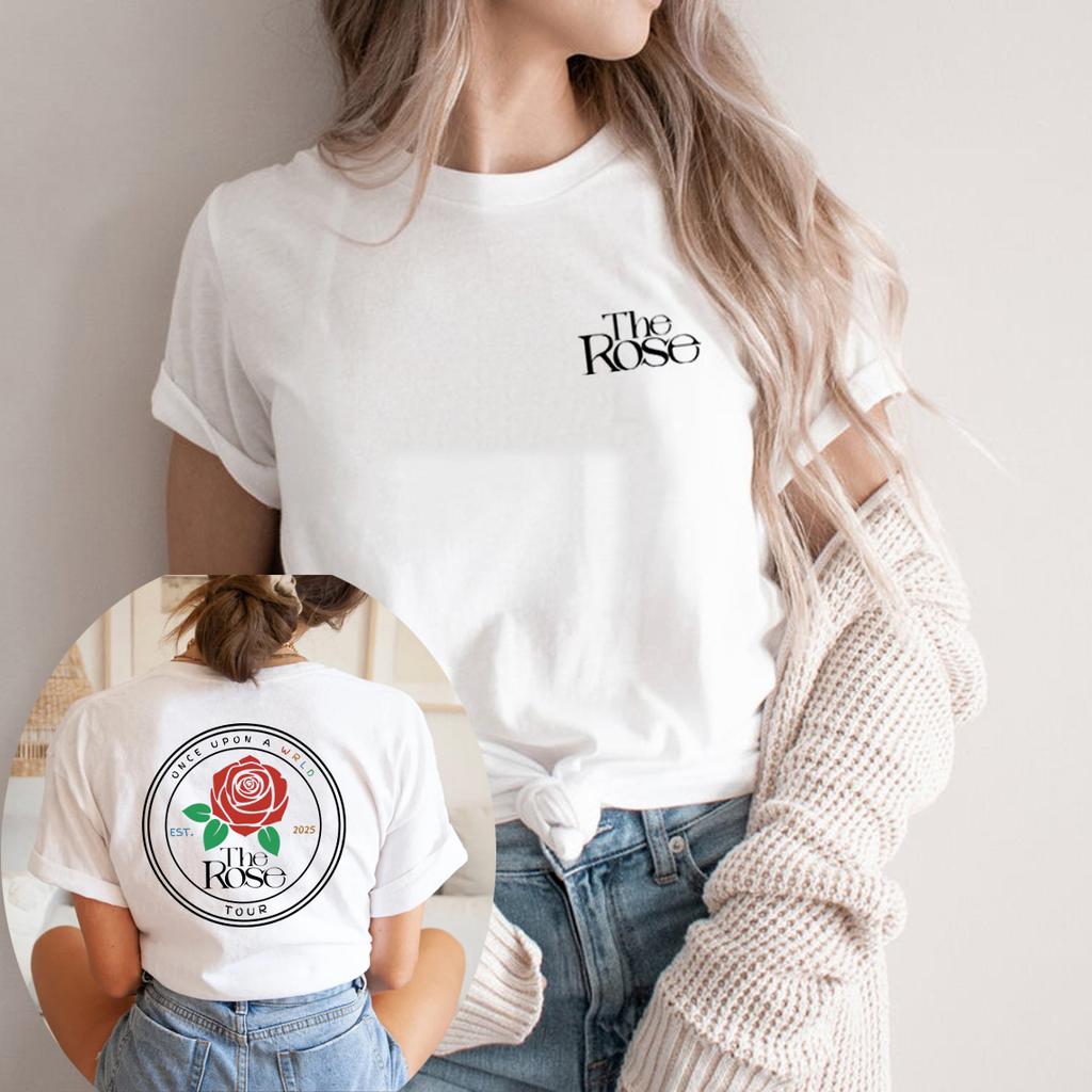 The Rose Once Upon A WRLD Tour T-shirt Cute Concert Tee Korean Rock Shirt Women T-shirts Short Sleeve K-pop Shirt Streetwear Top