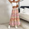Women's Ruffled Spring Casual Long Skirt Plain Color Skirt Retro Pleated Skirt