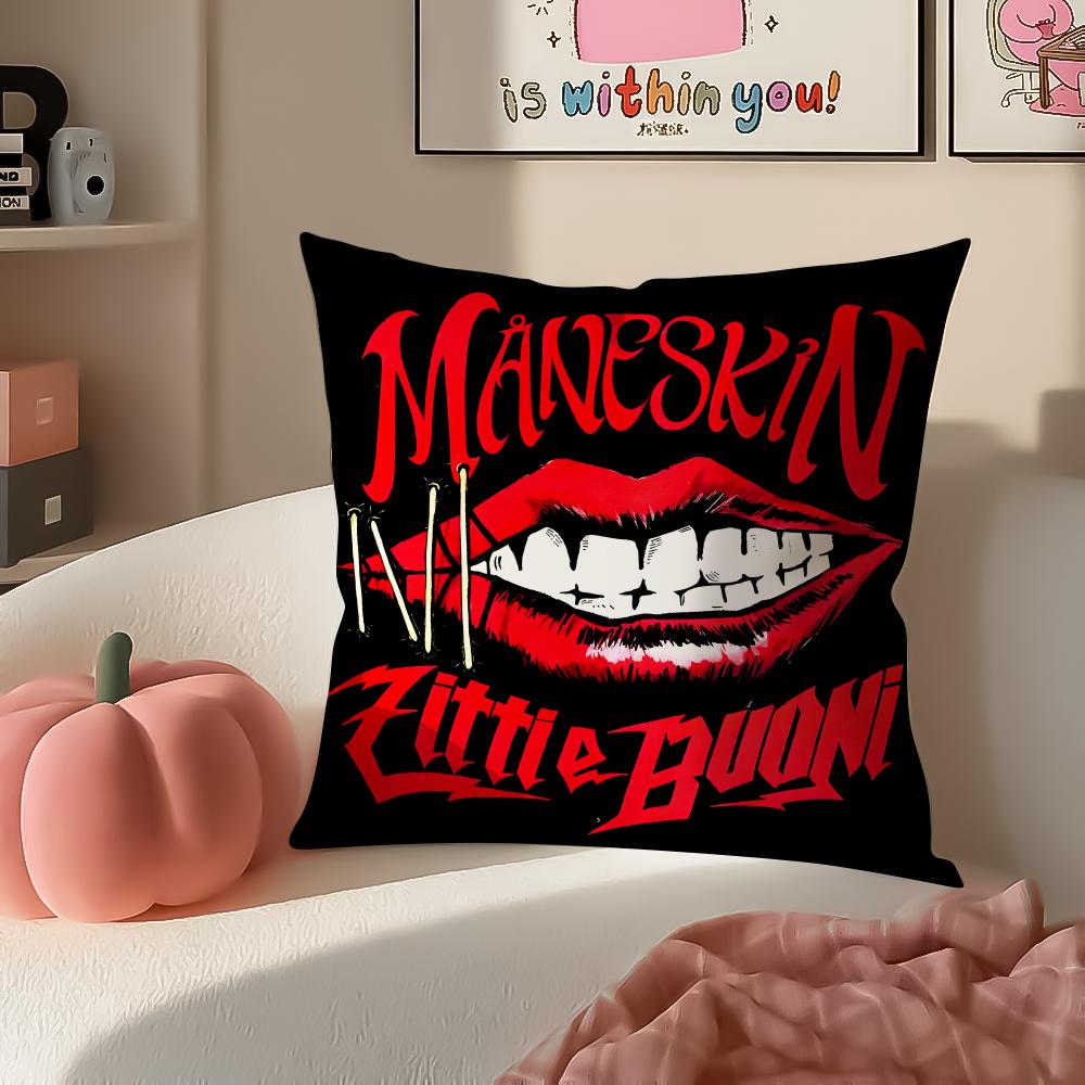 Bold Italian Rock Band MManeskin Cushion Cover Pillowcase Short Plush Invisible zipper Room Sofa Cushion Cover