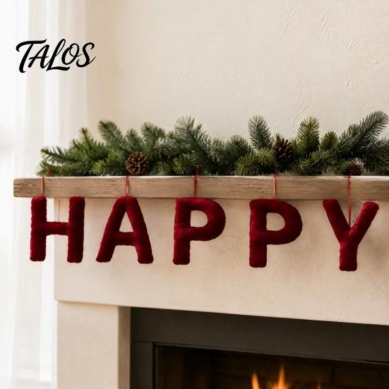 Decorative Letters for Fireplace Christmas Flocked Letter Ornaments, Red Merry Velvet Hanging Ornaments Decoration Xmas Tree, Holiday Party,