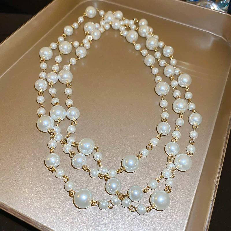 NK-263 Multi-layer Handmade Glass Pearl Necklace - Women's Autumn & Winter Accessory