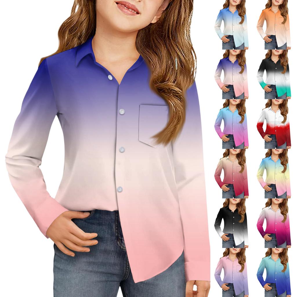 Girls' Button-Down Shirt - Long Sleeve Dress Blouse