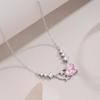 Pink Zirconium Love Necklace Women'S Light Luxury Simple Sweet Wind Slightly Inlaid Pendant Accessories