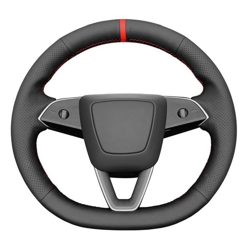 Car Steering Wheel Cover Faux Leather For Tesla Model 3 Highland 2024 2025 Braiding Cover For Tesla Steering wheel