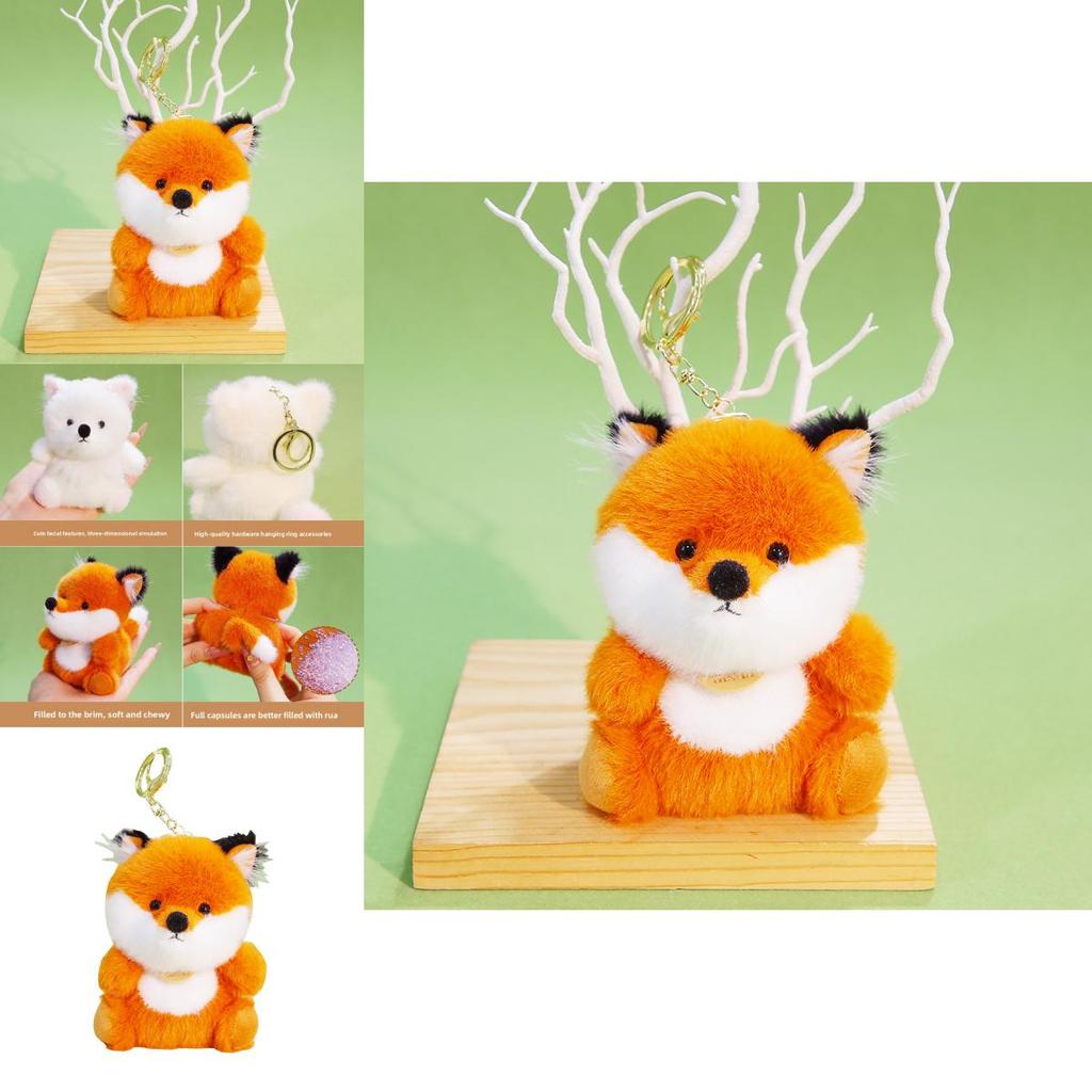 Cute Animal Fox Doll With Polyester Filling For Kids Backpack Accessory