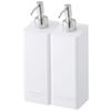 Yamazaki Tower Magnetic Two-Way Dispenser (Set of 2) - Magnetic Refillable Bottles for Shampoo and Conditioner, White, 4258 and 4260