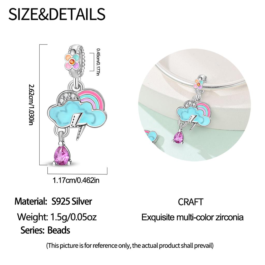 New Copper Charms Panda Rabbit Weather Clouds Rainbow Lightning Beads Fit Original Bracelet Ladies Diy Jewelry