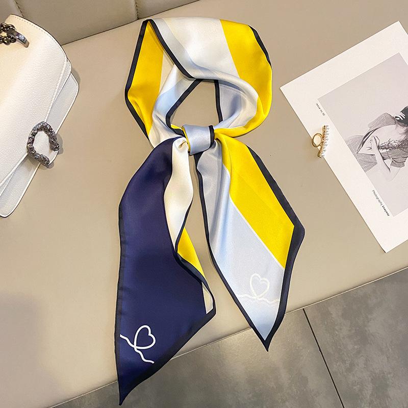 Luxury Long Silk Scarf Female Animal Horse Print Thin Narrow Scarf Bag Hair Band Ribbon Scarfs Women Neckerchief