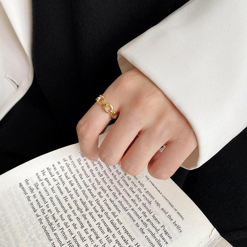 Кольцо-цепочка из титановой стали, Модное открытое регулируемое кольцо, Простое и универсальное парное кольцо из нержавеющей стали