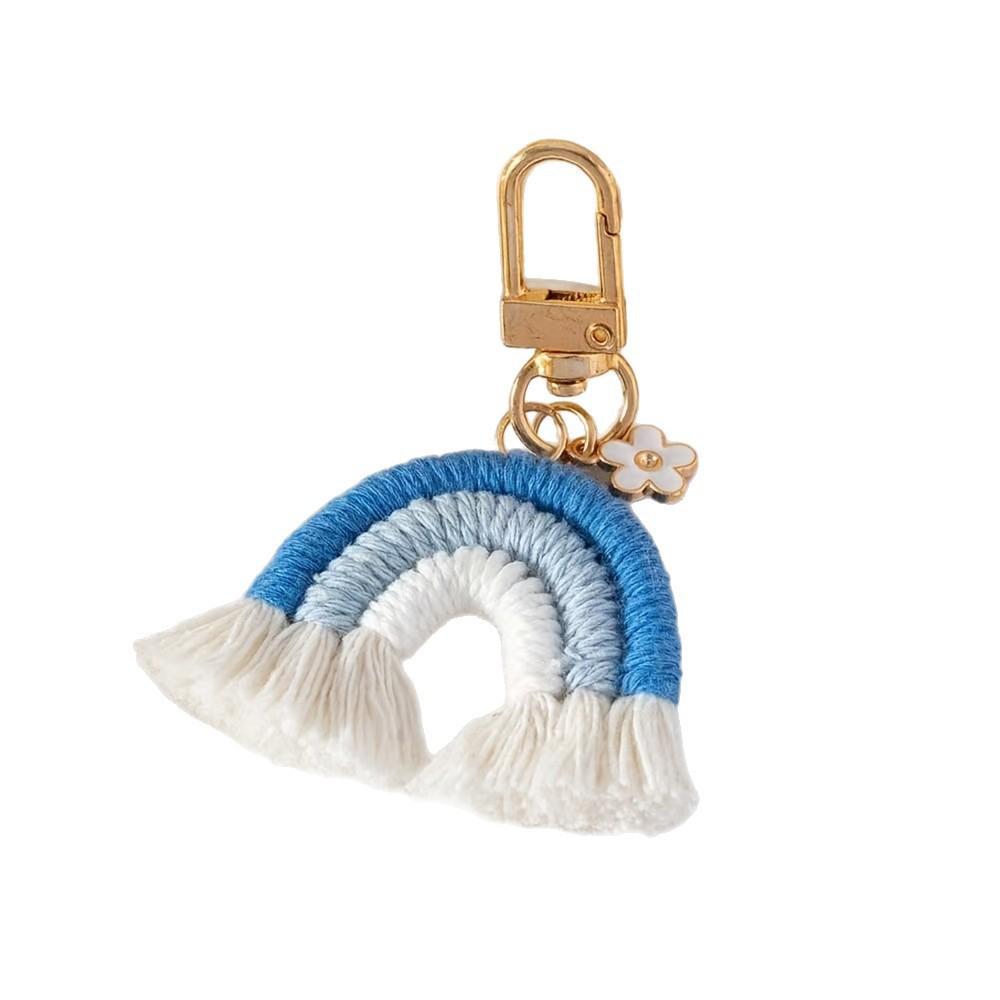 Hand-Woven Rainbow Keychain Pendant