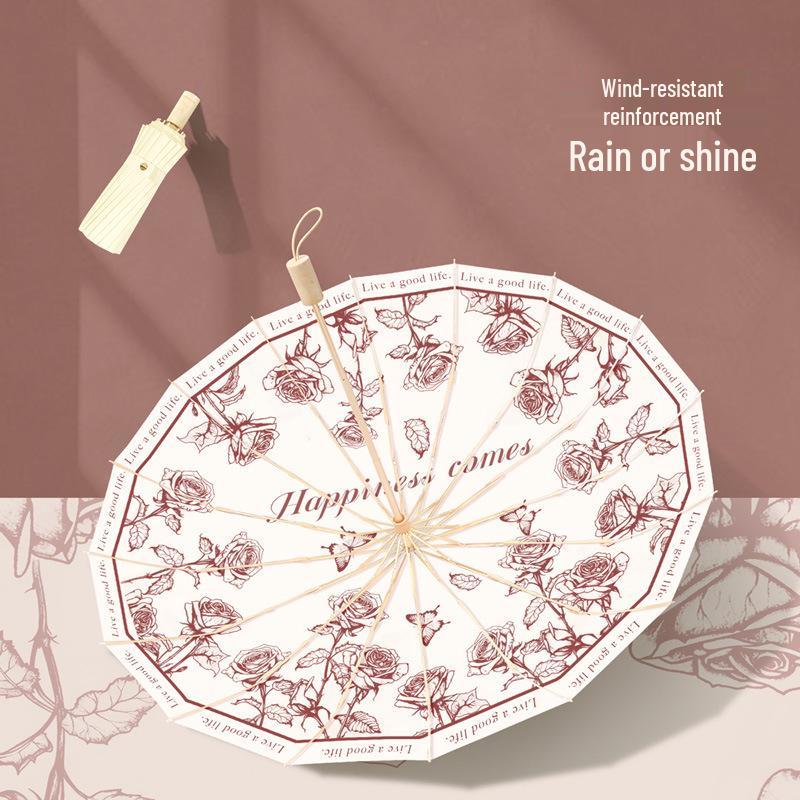 Очень большой зонт с 16 спицами, ветрозащитный, с защитой от УФ-лучей - двойного назначения для солнца и дождя