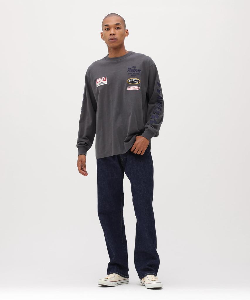 AVIREX A.A.R.C EMBROIDERY L/S T-SHIRT charcoal