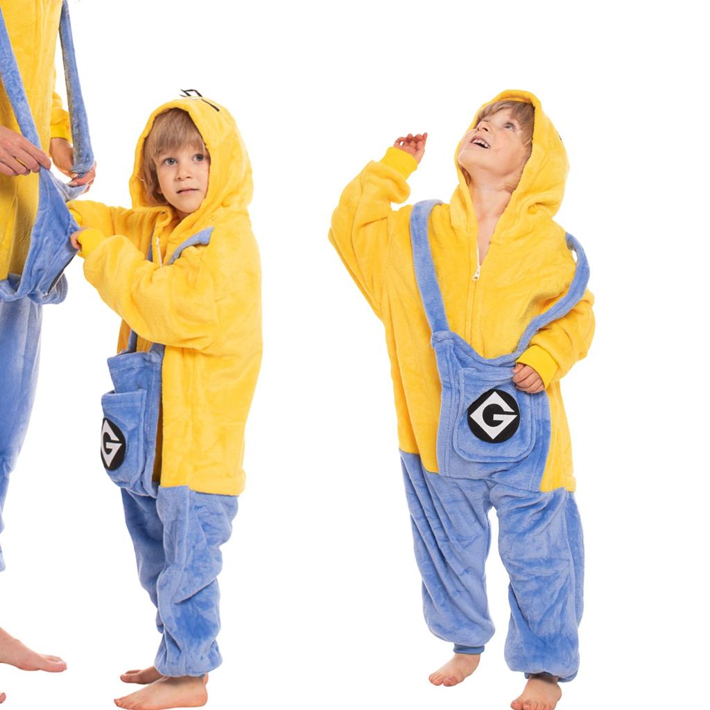 Piżama dla dzieci dziecięca kigurumi onesie kostium minionek żółty 115-125