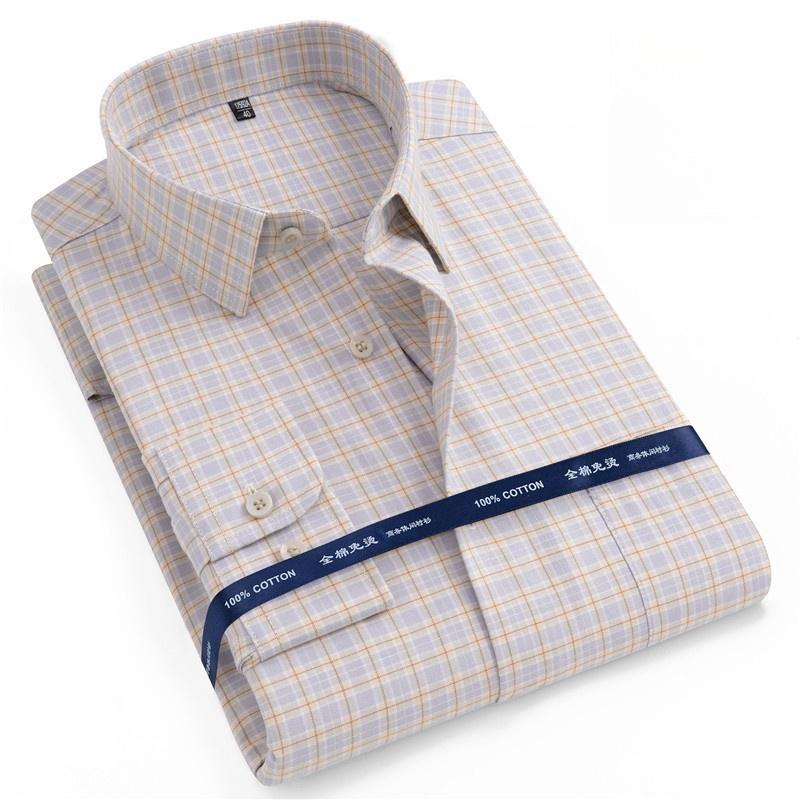 Новые рубашки из 100% чистого хлопка Оксфорд Мужская однотонная рубашка с длинным рукавом Стандартный крой Мужская с карманом Повседневная Осенняя Мужская рубашка 7XL 8XL