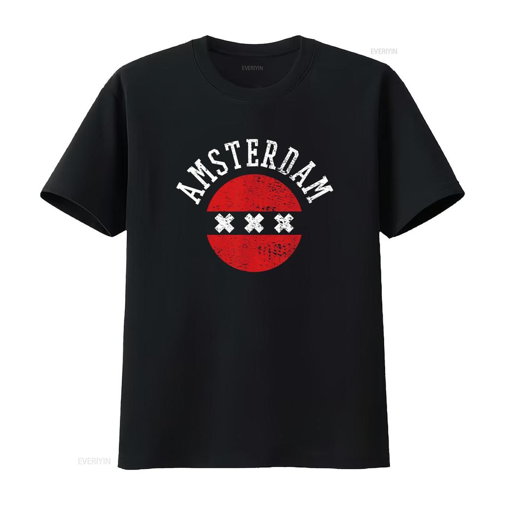 Amsterdam T Shirt vintage Washed Breathable designer clothes Slightly Versatile Top For Everyday Wear Unisex Comfortable