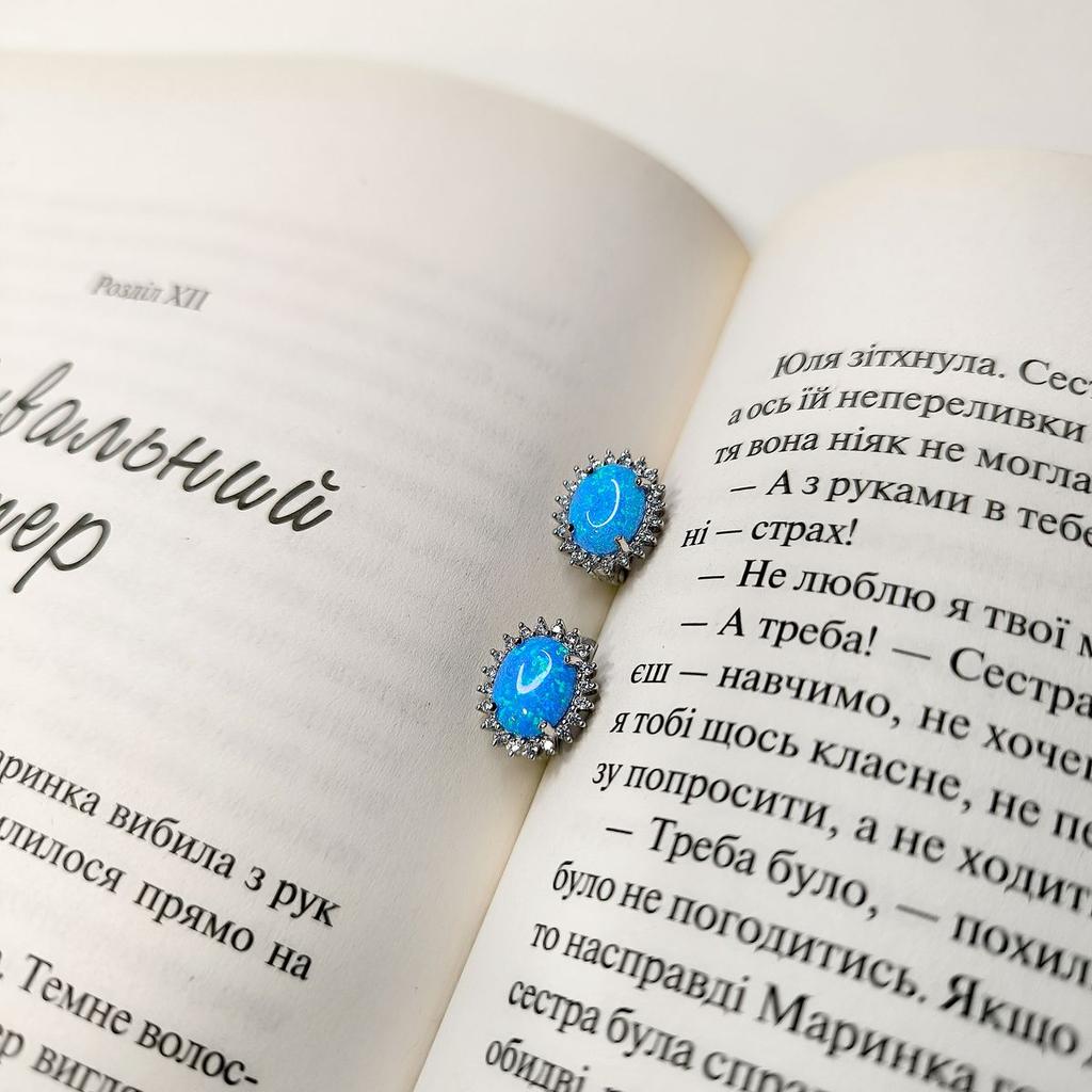 Silver Earrings with Opal 2.616ct, Cubic Zirconia (2174240)