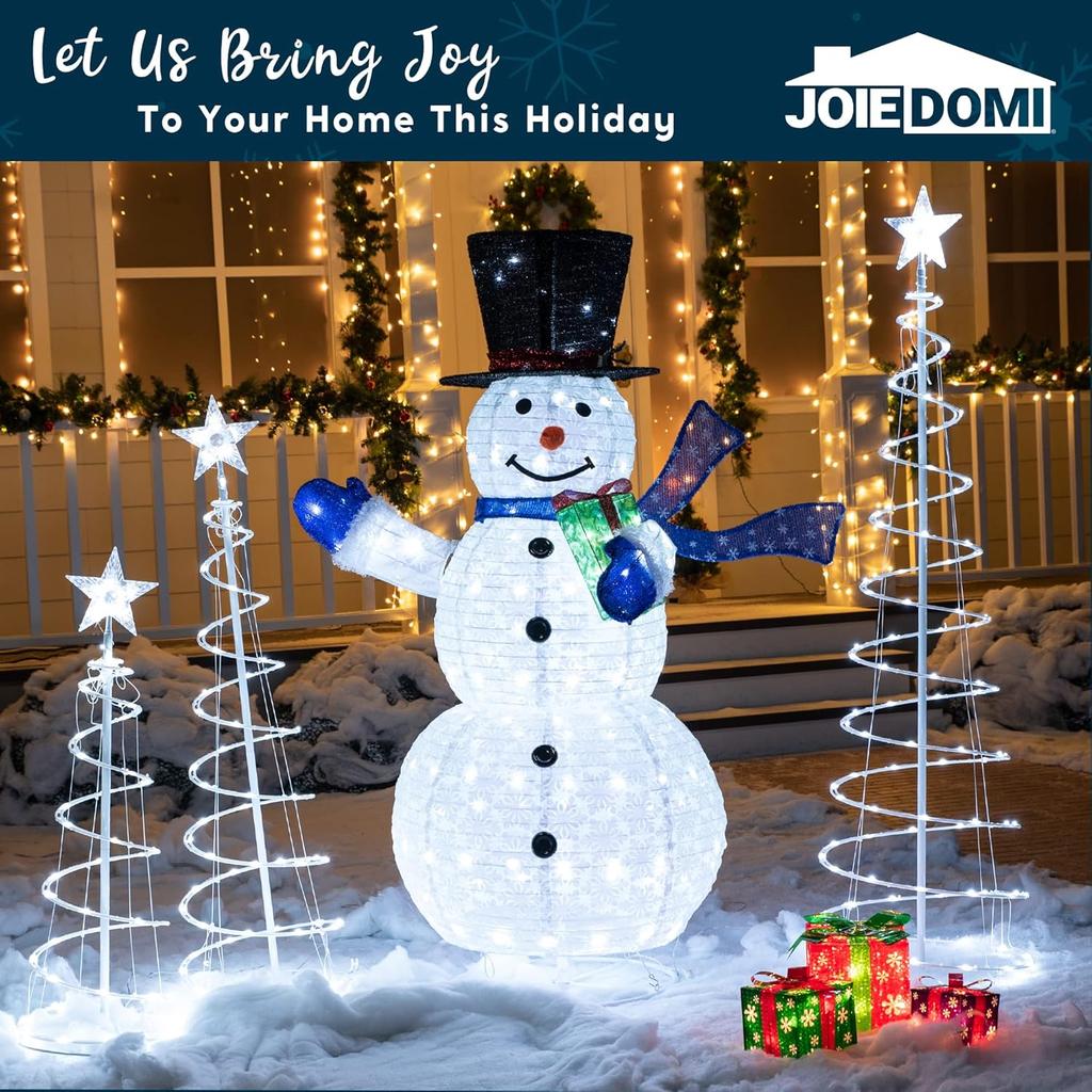 JOYFY 3 шт. Спиральная рождественская елка 218 светодиодных огней, светящаяся елка с верхушкой-звездой и колышками для рождественских украшений, ночь перед Рождеством