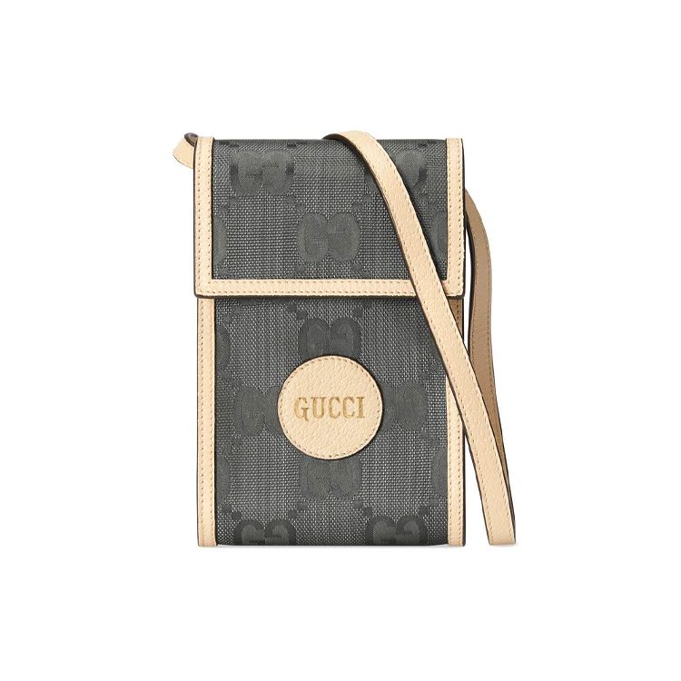Gucci GG Monogram Mini Crossbody Bag Grey Canvas Beige Leather Gold Logo Daily Use 625599-H9HAN-1263