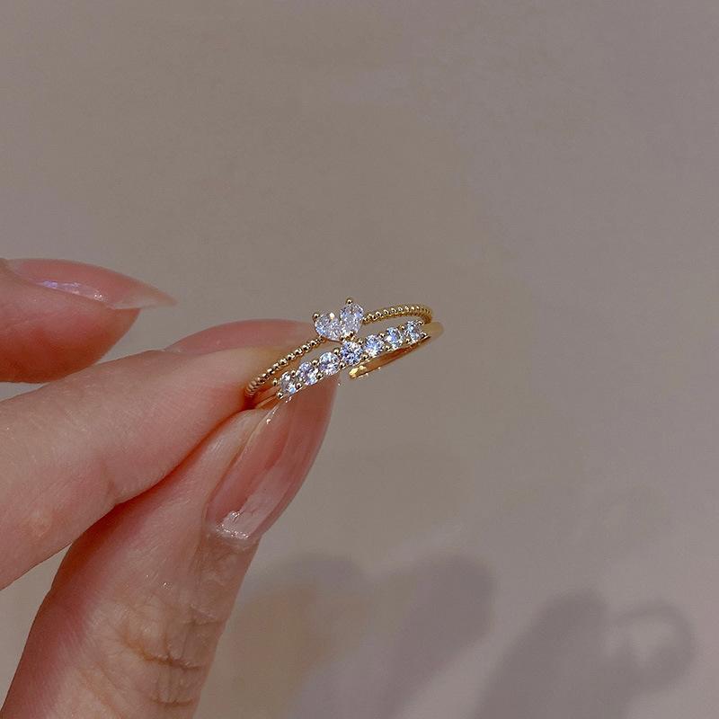 Кольцо Love Inkstone Rhinestone Ring Set Женский уникальный дизайн Модное индивидуальное кольцо Свадебные украшения Подарок на день рождения