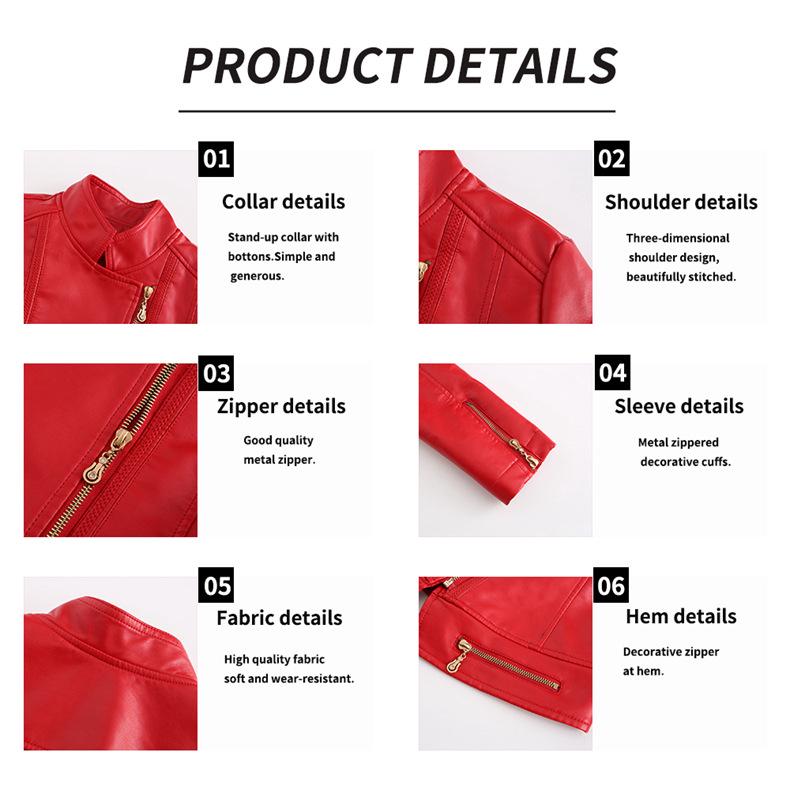 Женская куртка из искусственной кожи: Мода Весна/Осень, Приталенный крой, Размеры S-4XL - Повседневный стиль