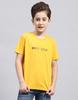 Boys Red Printed Round Neck Half Sleeve Regular Fit T-Shirt