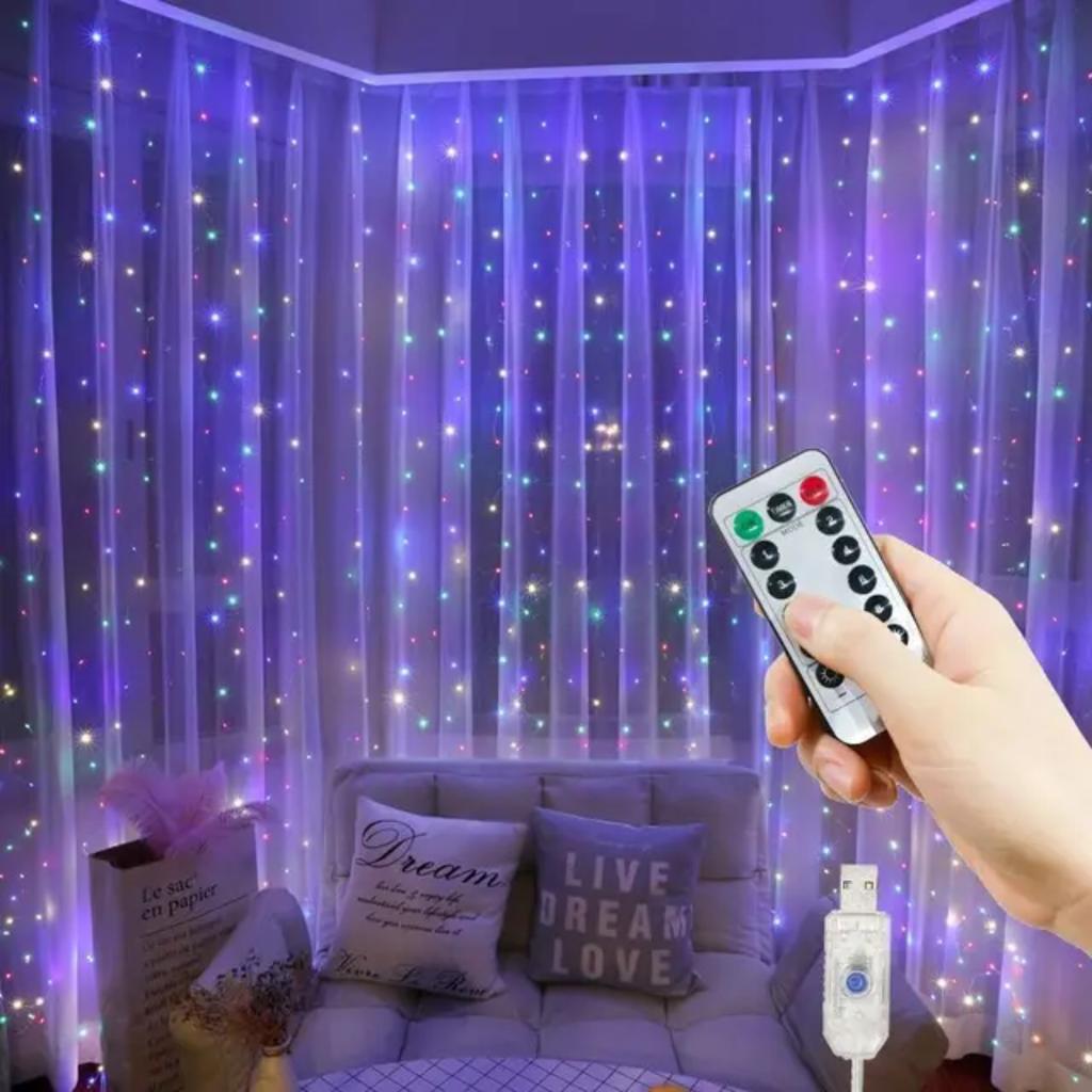 Новая гирлянда для штор 6x3M/3x3m на окно USB-питание гирлянда с дистанционным управлением год гирлянда огни рождественский декор