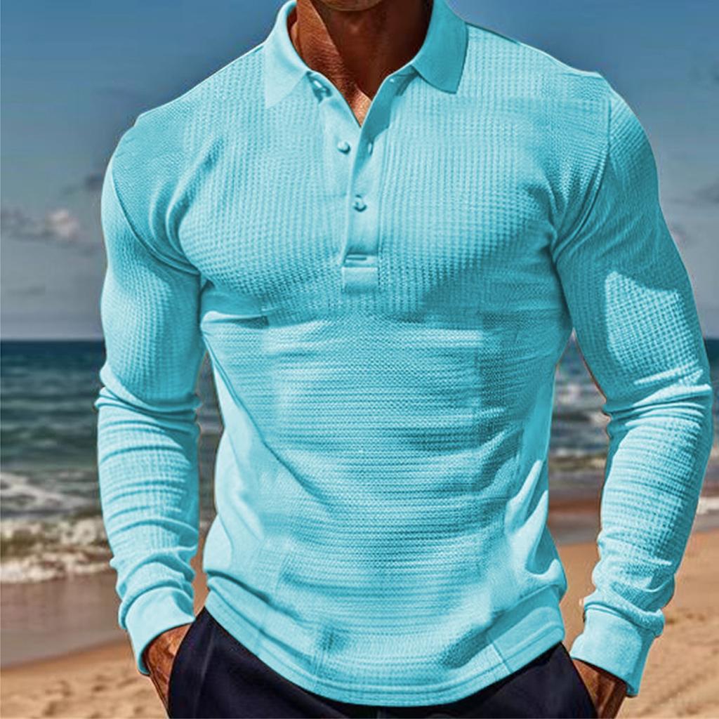 Мужская футболка W Affle Sports Casual Lapel Button Slim Long Sleeve Po Lo Shirt For Men