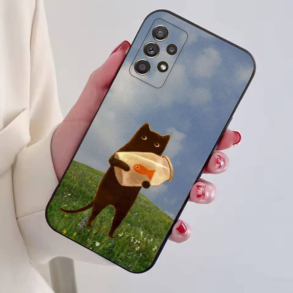 Милые мемы про домашних кошек Чехол для телефона Для Samsung S25,S24,S21,S22,S23,S30,Ultra,S20,Plus,Fe,Lite,Note,10,Черный чехол
