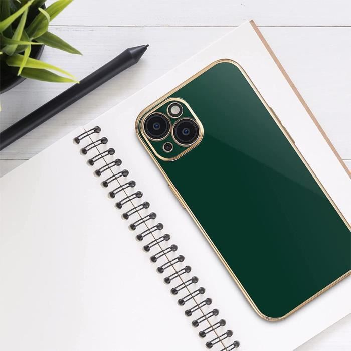 Coque de Protection - Luxe Fashion - pour iPhone 12 Pro - Vert nuit - Antichoc - Bordure Or