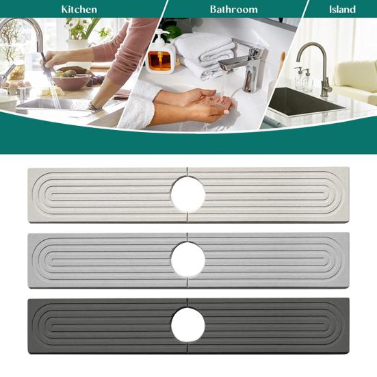 Коврик для смесителя Супер впитывающий каменный поддон для раковины Предотвращает накопление влаги Быстросохнущая подставка